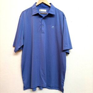 Donald Ross Polo Shirt‎ Mens XL Green Blue Striped Performance Golf Polyester